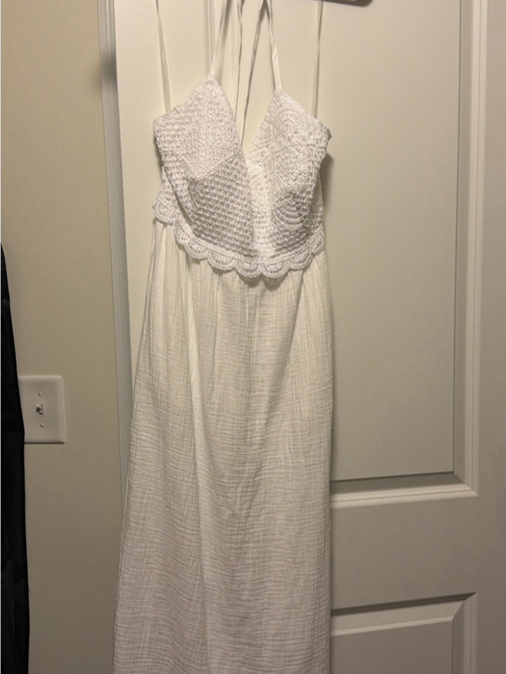 Universal Thread White Crochet-Textured Maxi Dress